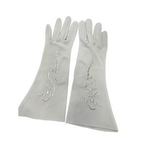 Vintage Off White Embroidered Evening Gloves